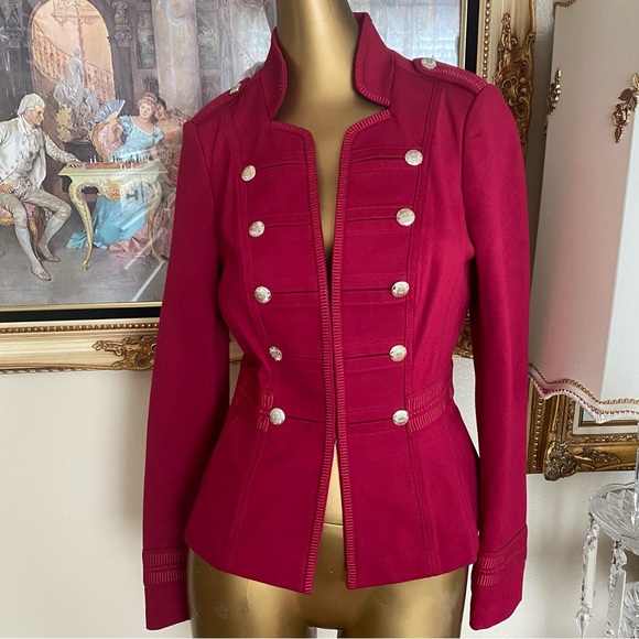 White House Black Market Trophy Military Red Jacket - Picture 4 of 14